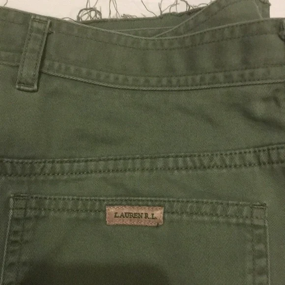 RL Vintage CARGO RALPH LAUREN WIDE LEG Army Green PANTS Raw Hem Size 12 - Picture 14 of 14